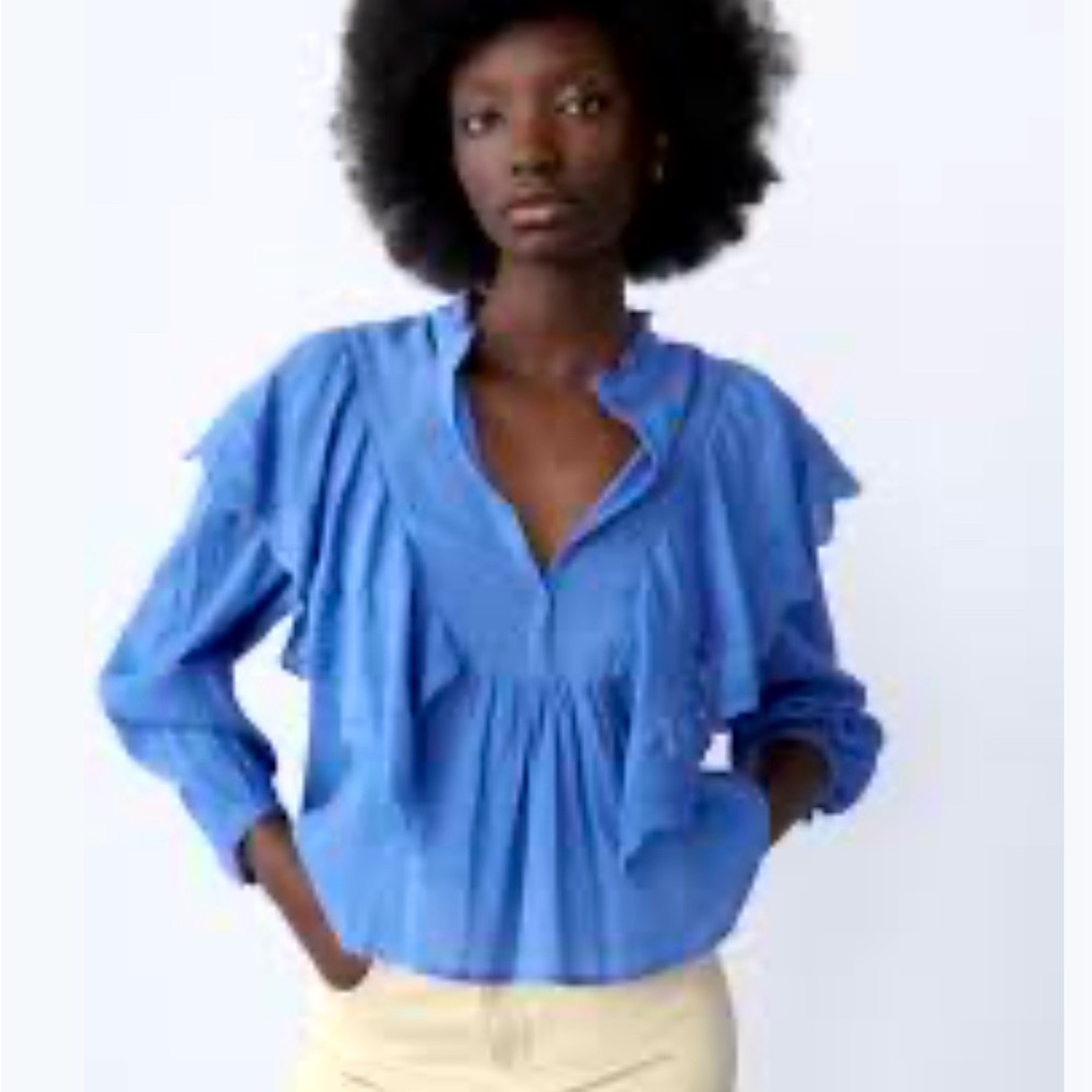 Zara Ruffled Embroidered Blouse!